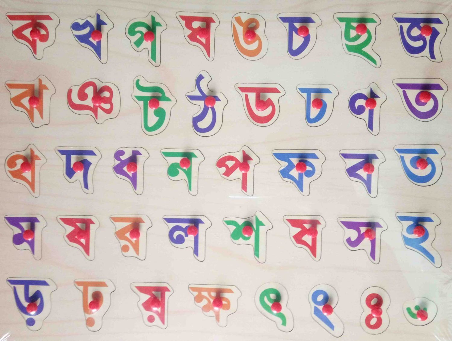 colorful bengali alphabets with english translation